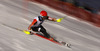 Michael Janyk of Canada skiing in second run of men slalom race of Audi FIS Alpine skiing World cup in Kitzbuehel, Austria. Men slalom race of Audi FIS Alpine skiing World cup 2013-2014 was held on Friday, 24th of January 2014 in Kitzbuehel, Austria.
