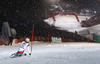 Fifth placed Luca Aerni of Switzerland skiing in second run of men slalom race of Audi FIS Alpine skiing World cup in Kitzbuehel, Austria. Men slalom race of Audi FIS Alpine skiing World cup 2013-2014 was held on Friday, 24th of January 2014 in Kitzbuehel, Austria.
