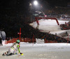 Winner Felix Neureuther of Germany skiing in second run of men slalom race of Audi FIS Alpine skiing World cup in Kitzbuehel, Austria. Men slalom race of Audi FIS Alpine skiing World cup 2013-2014 was held on Friday, 24th of January 2014 in Kitzbuehel, Austria.
