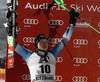 Second placed Henrik Kristoffersen of Norway celebrate his medal won in men slalom race of Audi FIS Alpine skiing World cup in Kitzbuehel, Austria. Men slalom race of Audi FIS Alpine skiing World cup 2013-2014 was held on Friday, 24th of January 2014 in Kitzbuehel, Austria.
