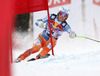 Aleksander Aamodt Kilde of Norway missing the gate in men downhill race of Audi FIS Alpine skiing World cup in Kitzbuehel, Austria. Men downhill race of Audi FIS Alpine skiing World cup 2013-2014 was held on Saturday, 25th of January 2014 on Streif course in Kitzbuehel, Austria.
