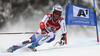 Winner Didier Defago of Switzerland skiing in men super-g race of Audi FIS Alpine skiing World cup in Kitzbuehel, Austria. Men super-g race of Audi FIS Alpine skiing World cup 2013-2014 was held on Sunday, 26th of January 2014 on Streifalm course in Kitzbuehel, Austria.
