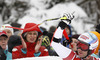 Winner Didier Defago of Switzerland reacts in finish of men super-g race of Audi FIS Alpine skiing World cup in Kitzbuehel, Austria. Men super-g race of Audi FIS Alpine skiing World cup 2013-2014 was held on Sunday, 26th of January 2014 on Streifalm course in Kitzbuehel, Austria.
