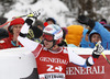 Winner Didier Defago of Switzerland reacts in finish of men super-g race of Audi FIS Alpine skiing World cup in Kitzbuehel, Austria. Men super-g race of Audi FIS Alpine skiing World cup 2013-2014 was held on Sunday, 26th of January 2014 on Streifalm course in Kitzbuehel, Austria.
