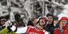 Winner Didier Defago of Switzerland reacts in finish of men super-g race of Audi FIS Alpine skiing World cup in Kitzbuehel, Austria. Men super-g race of Audi FIS Alpine skiing World cup 2013-2014 was held on Sunday, 26th of January 2014 on Streifalm course in Kitzbuehel, Austria.
