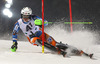 Henrik Kristoffersen of Norway skiing in first run of The Night race, men slalom race of Audi FIS Alpine skiing World cup in Schladming, Austria. The Night race, men slalom race of Audi FIS Alpine skiing World cup 2013-2014 was held on Tuesday, 28th of January 2014 in Schladming, Austria.
