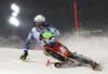 Henrik Kristoffersen of Norway skiing in first run of The Night race, men slalom race of Audi FIS Alpine skiing World cup in Schladming, Austria. The Night race, men slalom race of Audi FIS Alpine skiing World cup 2013-2014 was held on Tuesday, 28th of January 2014 in Schladming, Austria.
