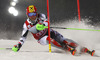 Marcel Hirscher of Austria skiing in first run of The Night race, men slalom race of Audi FIS Alpine skiing World cup in Schladming, Austria. The Night race, men slalom race of Audi FIS Alpine skiing World cup 2013-2014 was held on Tuesday, 28th of January 2014 in Schladming, Austria.
