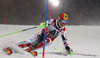 Marcel Hirscher of Austria skiing in first run of The Night race, men slalom race of Audi FIS Alpine skiing World cup in Schladming, Austria. The Night race, men slalom race of Audi FIS Alpine skiing World cup 2013-2014 was held on Tuesday, 28th of January 2014 in Schladming, Austria.
