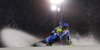 Andre Myhrer of Sweden skiing in first run of The Night race, men slalom race of Audi FIS Alpine skiing World cup in Schladming, Austria. The Night race, men slalom race of Audi FIS Alpine skiing World cup 2013-2014 was held on Tuesday, 28th of January 2014 in Schladming, Austria.
