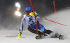 Andre Myhrer of Sweden skiing in first run of The Night race, men slalom race of Audi FIS Alpine skiing World cup in Schladming, Austria. The Night race, men slalom race of Audi FIS Alpine skiing World cup 2013-2014 was held on Tuesday, 28th of January 2014 in Schladming, Austria.

