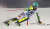 Felix Neureuther of Germany skiing in first run of The Night race, men slalom race of Audi FIS Alpine skiing World cup in Schladming, Austria. The Night race, men slalom race of Audi FIS Alpine skiing World cup 2013-2014 was held on Tuesday, 28th of January 2014 in Schladming, Austria.
