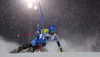 Markus Larsson of Sweden skiing in first run of The Night race, men slalom race of Audi FIS Alpine skiing World cup in Schladming, Austria. The Night race, men slalom race of Audi FIS Alpine skiing World cup 2013-2014 was held on Tuesday, 28th of January 2014 in Schladming, Austria.
