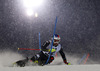Manfred Moelgg of Italy skiing in first run of The Night race, men slalom race of Audi FIS Alpine skiing World cup in Schladming, Austria. The Night race, men slalom race of Audi FIS Alpine skiing World cup 2013-2014 was held on Tuesday, 28th of January 2014 in Schladming, Austria.
