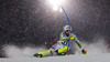 Fritz Dopfer of Germany skiing in first run of The Night race, men slalom race of Audi FIS Alpine skiing World cup in Schladming, Austria. The Night race, men slalom race of Audi FIS Alpine skiing World cup 2013-2014 was held on Tuesday, 28th of January 2014 in Schladming, Austria.
