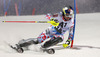 Alexis Pinturault of France skiing in first run of The Night race, men slalom race of Audi FIS Alpine skiing World cup in Schladming, Austria. The Night race, men slalom race of Audi FIS Alpine skiing World cup 2013-2014 was held on Tuesday, 28th of January 2014 in Schladming, Austria.
