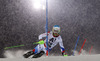 Luca Aerni of Switzerland skiing in first run of The Night race, men slalom race of Audi FIS Alpine skiing World cup in Schladming, Austria. The Night race, men slalom race of Audi FIS Alpine skiing World cup 2013-2014 was held on Tuesday, 28th of January 2014 in Schladming, Austria.
