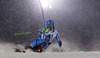 Axel Baeck of Sweden skiing in first run of The Night race, men slalom race of Audi FIS Alpine skiing World cup in Schladming, Austria. The Night race, men slalom race of Audi FIS Alpine skiing World cup 2013-2014 was held on Tuesday, 28th of January 2014 in Schladming, Austria.
