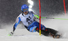 Axel Baeck of Sweden skiing in first run of The Night race, men slalom race of Audi FIS Alpine skiing World cup in Schladming, Austria. The Night race, men slalom race of Audi FIS Alpine skiing World cup 2013-2014 was held on Tuesday, 28th of January 2014 in Schladming, Austria.
