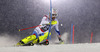 Markus Vogel of Switzerland skiing in first run of The Night race, men slalom race of Audi FIS Alpine skiing World cup in Schladming, Austria. The Night race, men slalom race of Audi FIS Alpine skiing World cup 2013-2014 was held on Tuesday, 28th of January 2014 in Schladming, Austria.
