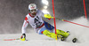 Markus Vogel of Switzerland skiing in first run of The Night race, men slalom race of Audi FIS Alpine skiing World cup in Schladming, Austria. The Night race, men slalom race of Audi FIS Alpine skiing World cup 2013-2014 was held on Tuesday, 28th of January 2014 in Schladming, Austria.
