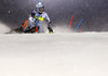 Santeri Paloniemi of Finland skiing in first run of The Night race, men slalom race of Audi FIS Alpine skiing World cup in Schladming, Austria. The Night race, men slalom race of Audi FIS Alpine skiing World cup 2013-2014 was held on Tuesday, 28th of January 2014 in Schladming, Austria.
