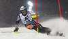 Santeri Paloniemi of Finland skiing in first run of The Night race, men slalom race of Audi FIS Alpine skiing World cup in Schladming, Austria. The Night race, men slalom race of Audi FIS Alpine skiing World cup 2013-2014 was held on Tuesday, 28th of January 2014 in Schladming, Austria.
