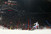 Fifth placed Alexis Pinturault of France skiing in second run of The Night race, men slalom race of Audi FIS Alpine skiing World cup in Schladming, Austria. The Night race, men slalom race of Audi FIS Alpine skiing World cup 2013-2014 was held on Tuesday, 28th of January 2014 in Schladming, Austria.
