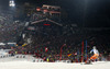 Winner Henrik Kristoffersen of Norway skiing in second run of The Night race, men slalom race of Audi FIS Alpine skiing World cup in Schladming, Austria. The Night race, men slalom race of Audi FIS Alpine skiing World cup 2013-2014 was held on Tuesday, 28th of January 2014 in Schladming, Austria.
