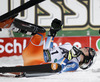 Winner Henrik Kristoffersen of Norway reacts in finish of the second run of The Night race, men slalom race of Audi FIS Alpine skiing World cup in Schladming, Austria. The Night race, men slalom race of Audi FIS Alpine skiing World cup 2013-2014 was held on Tuesday, 28th of January 2014 in Schladming, Austria.
