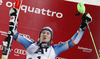 Winner Henrik Kristoffersen of Norway celebrates his medal and his first World cup victory won in The Night race, men slalom race of Audi FIS Alpine skiing World cup in Schladming, Austria. The Night race, men slalom race of Audi FIS Alpine skiing World cup 2013-2014 was held on Tuesday, 28th of January 2014 in Schladming, Austria.
