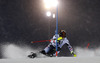 Mario Matt of Austria skiing in first run of The Night race, men slalom race of Audi FIS Alpine skiing World cup in Schladming, Austria. The Night race, men slalom race of Audi FIS Alpine skiing World cup 2013-2014 was held on Tuesday, 28th of January 2014 in Schladming, Austria.
