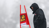 FIS race director Markus Mayr inspecting the course of the first run of 50th Golden Fox trophy women giant slalom race of Audi FIS Alpine skiing World cup in Kranjska Gora, Slovenia. 50th Golden Fox trophy women giant slalom race of Audi FIS Alpine skiing World cup 2013-2014 should be held on Saturday, 1st of February 2014 in Kranjska Gora, Slovenia, but was canceled due rainfall and too soft course.
