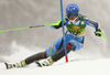 Anna Swenn-Larsson  of Sweden skiing in first run of 50th Golden Fox trophy women slalom race of Audi FIS Alpine skiing World cup in Kranjska Gora, Slovenia. 50th Golden Fox trophy women slalom race of Audi FIS Alpine skiing World cup 2013-2014 was held on Sunday, 2nd of February 2014 in Kranjska Gora, Slovenia
