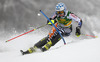 Tanja Poutiainen  of Finland skiing in first run of 50th Golden Fox trophy women slalom race of Audi FIS Alpine skiing World cup in Kranjska Gora, Slovenia. 50th Golden Fox trophy women slalom race of Audi FIS Alpine skiing World cup 2013-2014 was held on Sunday, 2nd of February 2014 in Kranjska Gora, Slovenia
