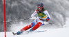 Dominique Gisin  of Switzerland skiing in first run of 50th Golden Fox trophy women slalom race of Audi FIS Alpine skiing World cup in Kranjska Gora, Slovenia. 50th Golden Fox trophy women slalom race of Audi FIS Alpine skiing World cup 2013-2014 was held on Sunday, 2nd of February 2014 in Kranjska Gora, Slovenia
