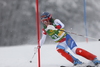 Dominique Gisin  of Switzerland skiing in first run of 50th Golden Fox trophy women slalom race of Audi FIS Alpine skiing World cup in Kranjska Gora, Slovenia. 50th Golden Fox trophy women slalom race of Audi FIS Alpine skiing World cup 2013-2014 was held on Sunday, 2nd of February 2014 in Kranjska Gora, Slovenia
