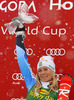 Winner Frida Hansdotter  of Sweden celebrates her first ever World cup victory won in the 50th Golden Fox trophy women slalom race of Audi FIS Alpine skiing World cup in Kranjska Gora, Slovenia. 50th Golden Fox trophy women slalom race of Audi FIS Alpine skiing World cup 2013-2014 was held on Sunday, 2nd of February 2014 in Kranjska Gora, Slovenia
