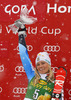Winner Frida Hansdotter  of Sweden celebrates her first ever World cup victory won in the 50th Golden Fox trophy women slalom race of Audi FIS Alpine skiing World cup in Kranjska Gora, Slovenia. 50th Golden Fox trophy women slalom race of Audi FIS Alpine skiing World cup 2013-2014 was held on Sunday, 2nd of February 2014 in Kranjska Gora, Slovenia

