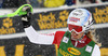 12th placed Denise Feierabend  of Switzerland reacts in finish of the second run of 50th Golden Fox trophy women slalom race of Audi FIS Alpine skiing World cup in Kranjska Gora, Slovenia. 50th Golden Fox trophy women slalom race of Audi FIS Alpine skiing World cup 2013-2014 was held on Sunday, 2nd of February 2014 in Kranjska Gora, Slovenia
