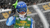 Sixth placed Anna Swenn-Larsson  of Sweden reacts in finish of the second run of 50th Golden Fox trophy women slalom race of Audi FIS Alpine skiing World cup in Kranjska Gora, Slovenia. 50th Golden Fox trophy women slalom race of Audi FIS Alpine skiing World cup 2013-2014 was held on Sunday, 2nd of February 2014 in Kranjska Gora, Slovenia
