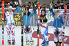 Winner Anna Fenninger of Austria (2nd from L), second placed Anemone Marmottan of France (L), and third placed Lara Gut of Switzerland (2nd from R) and Eva-Maria Brem of Austria (R) celebrate their medals won in women giant slalom race of Audi FIS Alpine skiing World cup in Are, Sweden. Women giant slalom race of Audi FIS Alpine skiing World cup was held on Thursday, 6th of March 2014 in Are, Sweden.
