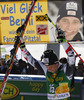 Second placed Benjamin Raich of Austria celebrates his medal won in men giant slalom race of Audi FIS Alpine skiing World cup in Kranjska Gora, Slovenia. 53rd Vitranc cup men giant slalom race of Audi FIS Alpine skiing World cup 2013-2014 was held on Saturday, 8th of March 2014 in Kranjska Gora, Slovenia
