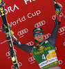 Winner Ted Ligety of USA celebrates his victory in men giant slalom race of Audi FIS Alpine skiing World cup in Kranjska Gora, Slovenia. 53rd Vitranc cup men giant slalom race of Audi FIS Alpine skiing World cup 2013-2014 was held on Saturday, 8th of March 2014 in Kranjska Gora, Slovenia

