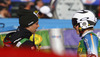 Benjamin Raich of Austria and Henrik Kristoffersen of Norway in finish of the second run of men giant slalom race of Audi FIS Alpine skiing World cup in Kranjska Gora, Slovenia. 53rd Vitranc cup men giant slalom race of Audi FIS Alpine skiing World cup 2013-2014 was held on Saturday, 8th of March 2014 in Kranjska Gora, Slovenia
