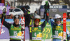 Benjamin Raich of Austria, Ted Ligety of USA and Henrik Kristoffersen of Norway reacts in finish of the second run of men giant slalom race of Audi FIS Alpine skiing World cup in Kranjska Gora, Slovenia. 53rd Vitranc cup men giant slalom race of Audi FIS Alpine skiing World cup 2013-2014 was held on Saturday, 8th of March 2014 in Kranjska Gora, Slovenia
