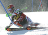 Marcel Hirscher of Austria skiing in first run of men slalom race of Audi FIS Alpine skiing World cup in Kranjska Gora, Slovenia. The 53rd Vitranc cup men slalom race of Audi FIS Alpine skiing World cup 2013-2014 was held on Sunday, 9th of March 2014 on Podkoren course in Kranjska Gora, Slovenia

