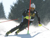 Patrick Thaler of Italy skiing in first run of men slalom race of Audi FIS Alpine skiing World cup in Kranjska Gora, Slovenia. The 53rd Vitranc cup men slalom race of Audi FIS Alpine skiing World cup 2013-2014 was held on Sunday, 9th of March 2014 on Podkoren course in Kranjska Gora, Slovenia
