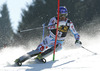 Jean Baptiste Grange of France skiing in first run of men slalom race of Audi FIS Alpine skiing World cup in Kranjska Gora, Slovenia. The 53rd Vitranc cup men slalom race of Audi FIS Alpine skiing World cup 2013-2014 was held on Sunday, 9th of March 2014 on Podkoren course in Kranjska Gora, Slovenia
