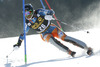 Leif Kristian Haugen of Norway skiing in first run of men slalom race of Audi FIS Alpine skiing World cup in Kranjska Gora, Slovenia. The 53rd Vitranc cup men slalom race of Audi FIS Alpine skiing World cup 2013-2014 was held on Sunday, 9th of March 2014 on Podkoren course in Kranjska Gora, Slovenia

